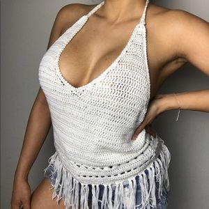 Crochet knit halter top